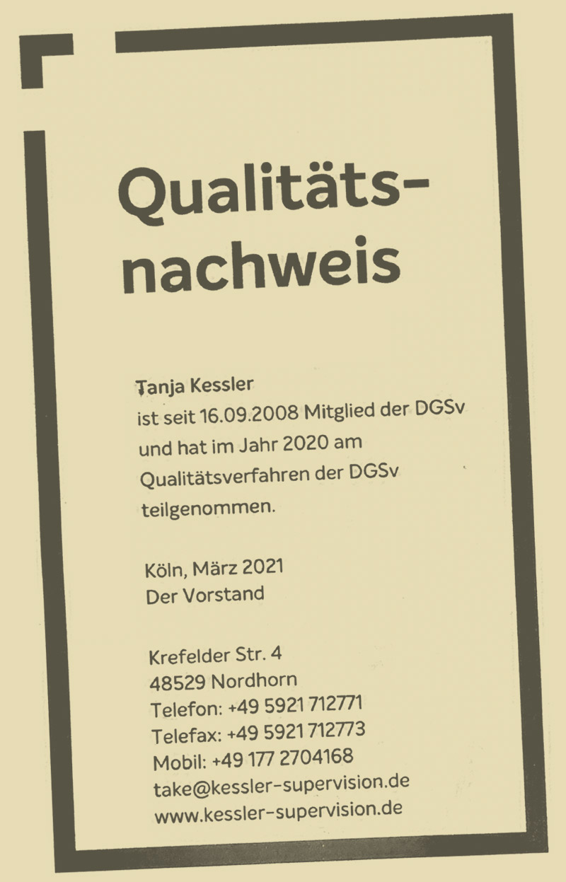 Qualitätsnachweis der DGS